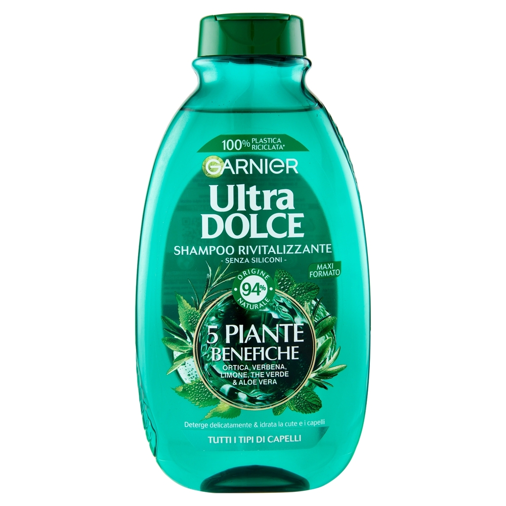 Garnier Ultra Dolce Shampoo 5 Piante per capelli normali, senza parabeni, estratti naturali, 300 ml